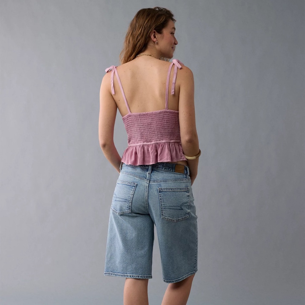 New with Tags American Eagle Outfitters AE Corset Peplum Top in Purple - Picture 2 of 9